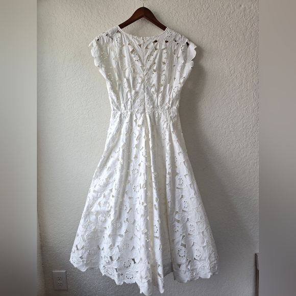 Hope For Flowers by Trace Reese Cap-Sleeve Medium White Embroidered Midi… - Picture 14 of 17